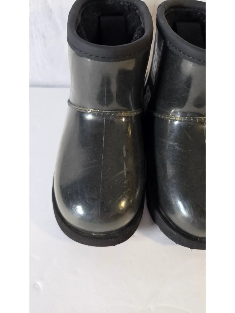 UGG CLASSIC CLEAR MINI BLACK BOOTS TODDLER SIZE 10 T WATERPROOF WINTER RAIN fuzz